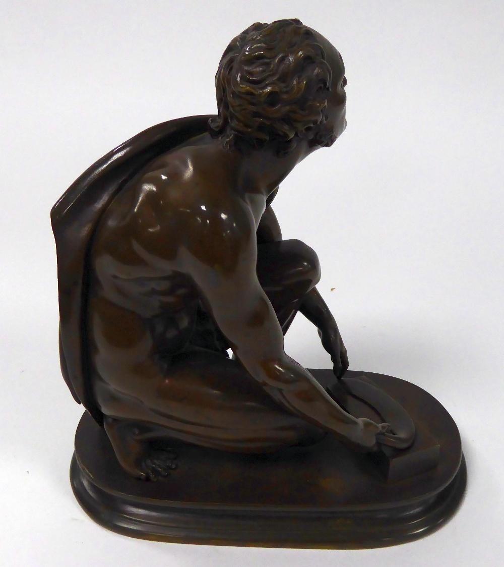 RON LIOD SAUVAGE, PATINATED BRONZE SEMI NAKED FIGURE OF THE ROMAN GOD SATURN, modelled kneeling - Image 3 of 3