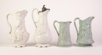 FOUR RELIEF MOULDED POTTERY JUGS, comprising: PROBABLY SAMUEL ALCOCK ?Naomi and her Daughters in