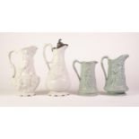 FOUR RELIEF MOULDED POTTERY JUGS, comprising: PROBABLY SAMUEL ALCOCK ?Naomi and her Daughters in