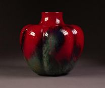 CHARLES NOKE AND FRED MOORE, ROYAL DOULTON SUNG GLAZED POTTERY VASE, of organic lobated form with