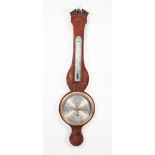 P.A. TARONE & Co, NINETEENTH CENTURY INLAID MAHOGANY BAROMETER, the 8? dial beneath an alcohol