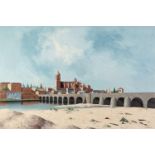 TRISTRAM HILLIER (1905 - 1983) OIL PAINTING ON CANVAS Salamanca Signed and dated (19)'61 lower right