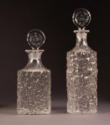 TWO 1960?s/70?s WHITEFRIARS ?GLACIER? OR ?EVEREST? TEXTURED GLASS DECANTERS AND STOPPERS, one of