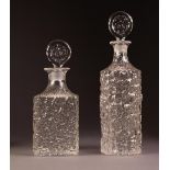 TWO 1960?s/70?s WHITEFRIARS ?GLACIER? OR ?EVEREST? TEXTURED GLASS DECANTERS AND STOPPERS, one of