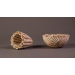 LISA ELLUL, TWO PIECES OF MODERN STUDIO POTTERY, comprising: VESSEL, constructed of tubes, 6? (15.