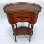 EARLY TWENTIETH CENTURY FRENCH GILT MOUNTED AND MARQUETRY INLAID KIDNEY SHAPED OCCASIONAL TABLE, the