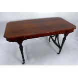 EARLY NINETEENTH CENTURY ROSEWOOD CENTRE TABLE, the canted oblong above a conforming frieze, and