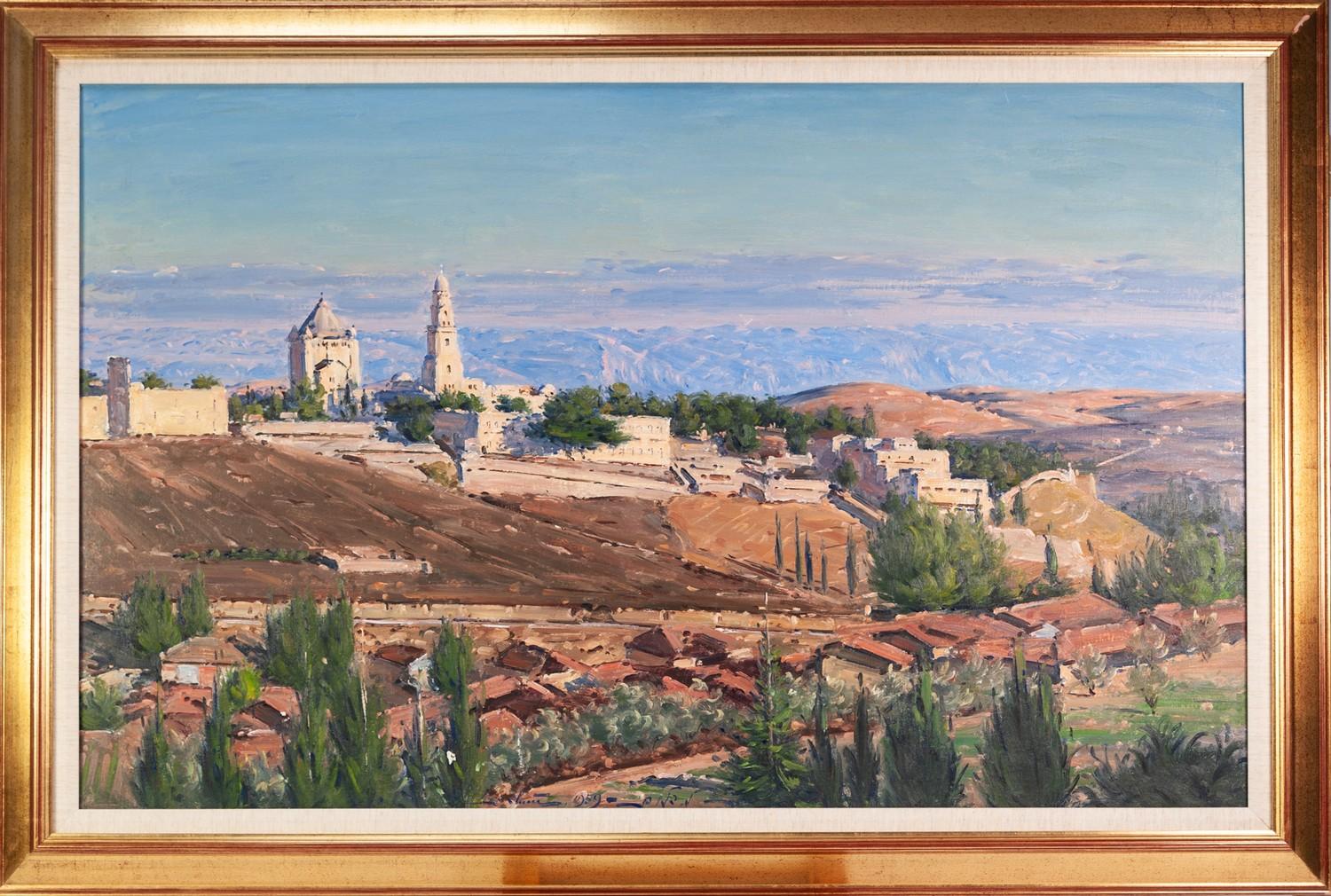 LUDWIG BLUM (1891 - 1974) OIL PAINTING ON CANVAS Panoramic view of Jerusalem Signed and dated 1959 - Image 2 of 4