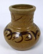 WILLIAM STAITE MURRAY STUDIO POTTERY VASE, of squat form with slightly waisted neck, painted in