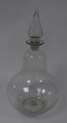 NINETEENTH CENTURY GLASS APOTHECARY JAR AND STOPPER, of pyriform with pointed stopper, 20 ¼? (51.