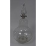 NINETEENTH CENTURY GLASS APOTHECARY JAR AND STOPPER, of pyriform with pointed stopper, 20 ¼? (51.