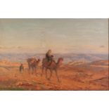 LUDWIG BLUM (1891 - 1974) OIL PAINTING ON BOARD Travellers near the Dead Sea Signed and dated