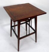 ATTRIBUTED TO SYDNEY BARNSLEY, ARTS AND CRAFTS LINE INLAID OAK OCCASIONAL TABLE, the square top with