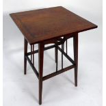 ATTRIBUTED TO SYDNEY BARNSLEY, ARTS AND CRAFTS LINE INLAID OAK OCCASIONAL TABLE, the square top with