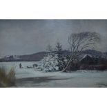 J.G. SILKEBORG? (NINETEENTH CENTURY DANISH SCHOOL) OIL PAINTING ON CANVAS Winter landscape with