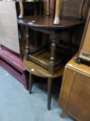 JACOBEAN STYLE OAK CIRCULAR COFFEE TABLE, ON BALUSTER LEGS WITH PLAIN STRETCHERS AND A PLAIN OAK