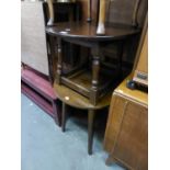 JACOBEAN STYLE OAK CIRCULAR COFFEE TABLE, ON BALUSTER LEGS WITH PLAIN STRETCHERS AND A PLAIN OAK