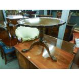 GEORGIAN STYLE SNAP-TOP TREFOIL OCCASIONAL TABLE, WITH CLAW AND BALL FEET