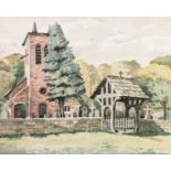 HARRY SAUNDERS B.W.S.WATERCOLOUR DRAWING'Warburton Old Church, Cheshire'Signed10 1/2" x 13" (27 x
