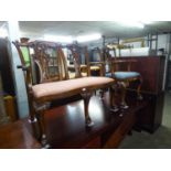 A REPRODUCTION CHIPPENDALE REVIVAL MAHOGANY CHAIR BACK TWO SEATER SETTEE AND A PAIR OF GOSTIN (