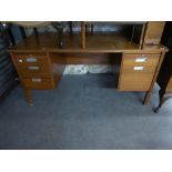 SAPELE MAHOGANY DOUBLE PEDESTAL OFFICE DESK WITH FIVE DRAWERS AND TWO SLIDES