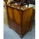 GEORGIAN STYLE MAHOGANY TWO DOOR TELEVISION CABINET WITH FALL-FRONT COMPARTMENT BELOW