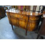 A REPRODUCTION MAHOGANY 'D' SHAPED SIDE CABINET