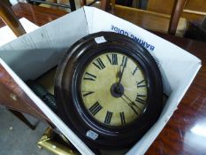 EARLY TWENTIETH CENTURY POSTMAN?S ALARM WALL CLOCK, with pine cone weights, (a/f)