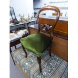 VICTORIAN WALNUT BALLOON BACKED SINGLE CHAIR, ON FRENCH CABRIOLE FRONT SUPPORTS