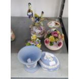 ROYAL ALBERT 'OLD COUNTRY ROSES' CHINA CANDLE HOLDER AND CIRCULAR TRINKET BOX AND COVER; JEMA, DUTCH