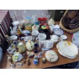 QUANTITY OF CERAMIC MUGS AND TEAPOTS AND TEA WARE; BARROTTS, STAFFORDSHIRE POTTERY PART BREAKFAST