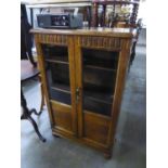 SMALL OAK BOOKCASE WITH GLAZED DOORS