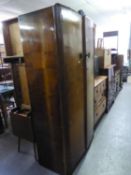 A GENT?S AUSTINSUITE WALNUT TWO DOOR WARDROBE, WITH FITTED INTERIOR, 3? WIDE AND A DRESSING TABLE