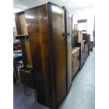 A GENT?S AUSTINSUITE WALNUT TWO DOOR WARDROBE, WITH FITTED INTERIOR, 3? WIDE AND A DRESSING TABLE