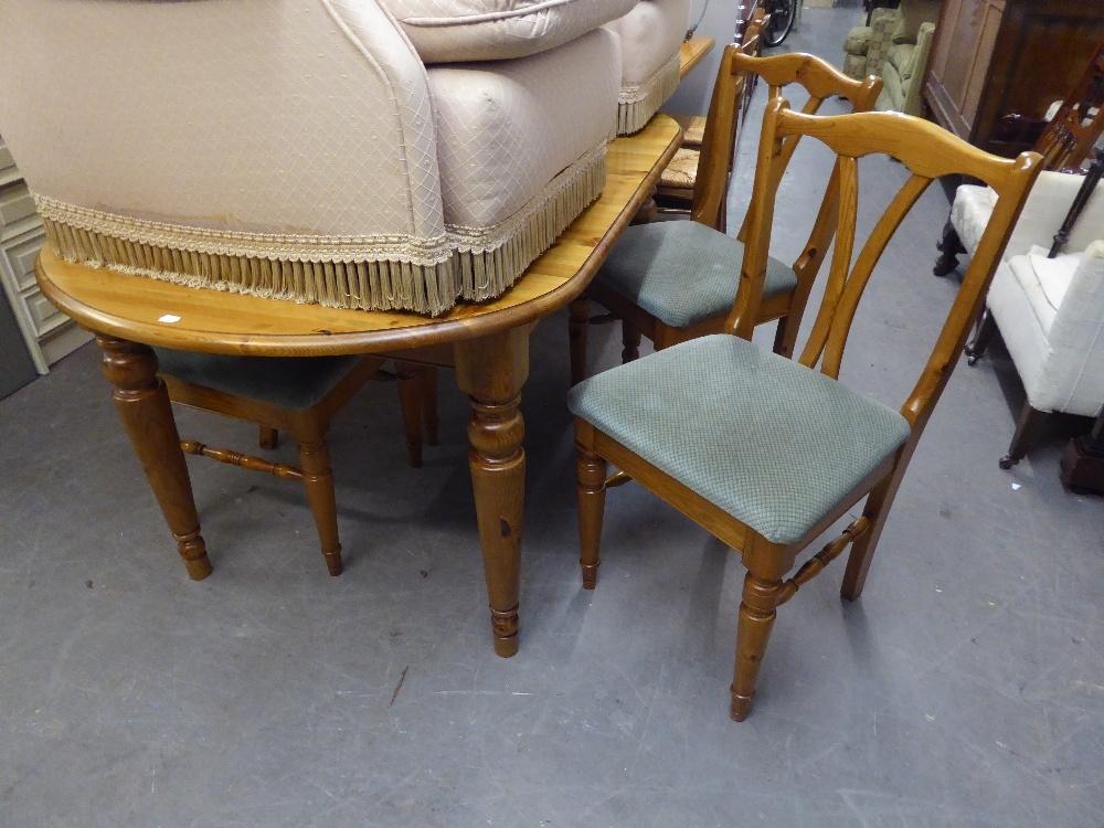 DUCAL PINE DINING ROOM FURNITURE, 8 PIECES, VIZ A SET OF SIX SINGLE CHAIRS WITH ?V? SHAPED SPLAT - Image 2 of 2