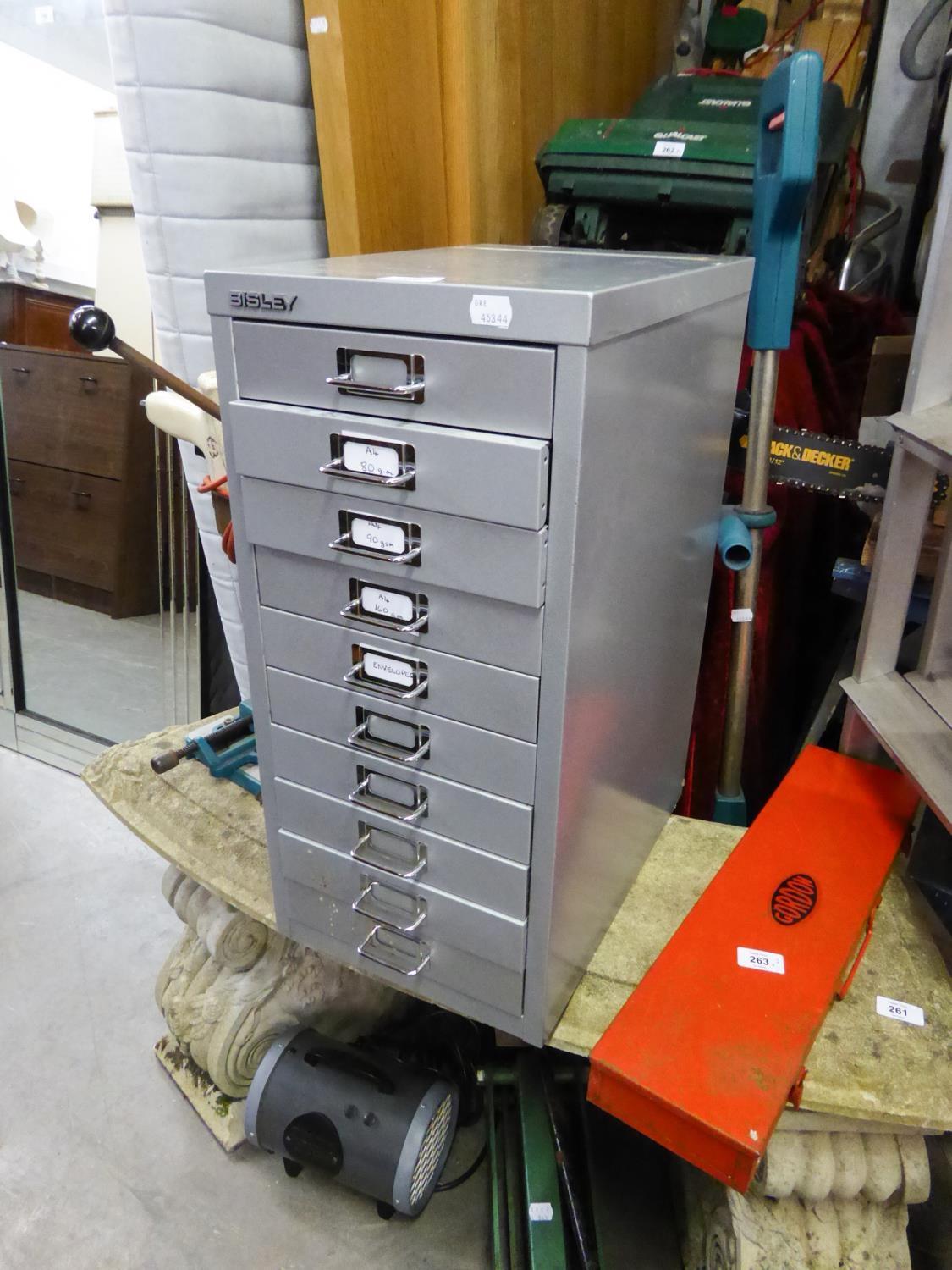 A BISLEY 10 DRAWER METAL FILING CABINET