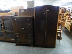 OAK DECO STYLE MILLINERY CUPBOARD/TALLBOY AND A BEAUTILITY TWO DOOR WARDROBE (2)