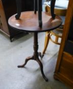 NINETEENTH CENTURY MAHOGANY CIRCULAR TRIPOD TABLE, 19" DIAMETER