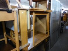 1960's/70's DRAW-LEAF KITCHEN DINING TABLE, HAVING FORMICA TOP AND A SMALL DROP-LEAF TABLE HAVING