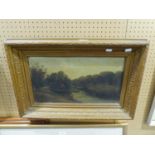 VICTORIAN SCHOOLOIL PAINTING RIVER LANDSCAPE IN GILT FRAME