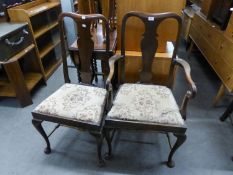 A SET OF FOUR MAHOGANY QUEEN ANNE STYLE DINING CHAIRS (3 + 1)