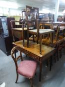 MAHOGANY INLAD ARMCHAIR AND AN ANTIQUE MAHOGANY BALLOON BACK SINGLE CHAIR (2)