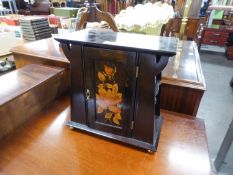 ARTS & CRAFTS STYLE SMOKER?S CABINET WITH FLORAL DECORATION