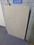 OPAQUE GREY OBLONG GLASS PANEL, etched with a stylised design of seagull in flight above waves,