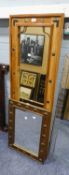 AN EASTERN HARDWOOD FRAMED ROBING MIRROR WITH METAL MOUNTS, 1?6? WIDE, 4?6? HIGH OVERALL AND AN