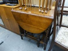 OAK DROP-LEAF DINING TABLE, HAVING SPIRAL COLUMN LEGS