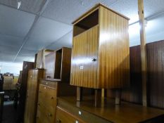 OAK BEDSIDE CUPBOARD AND TWO OTHERS IN SIMILAR STYLE (3)