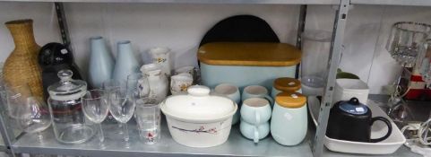 A NESCAFE DOLCE GUSTO COFFEE MAKER, A THAI PALE BLUE CERAMIC BREAD BIN, PAIR OF MATCHING COFFEE