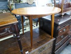 A MAHOGANY CIRCULAR COFFEE TABLE, WITH BOX WOOD LINE INLAY, ON SQUARE TAPERING LEGS, 2?3? DIAMETER