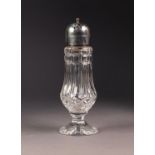 WATERFORD CUT GLASS LARGE PEDESTAL SUGAR CASTOR, with pull-off electroplated cover, 7 ½? (19cm) high